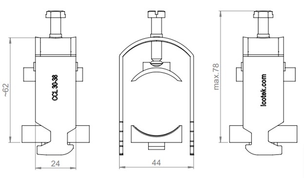 Kẹp cố định cáp 38mm cho rail C30 32004 detail