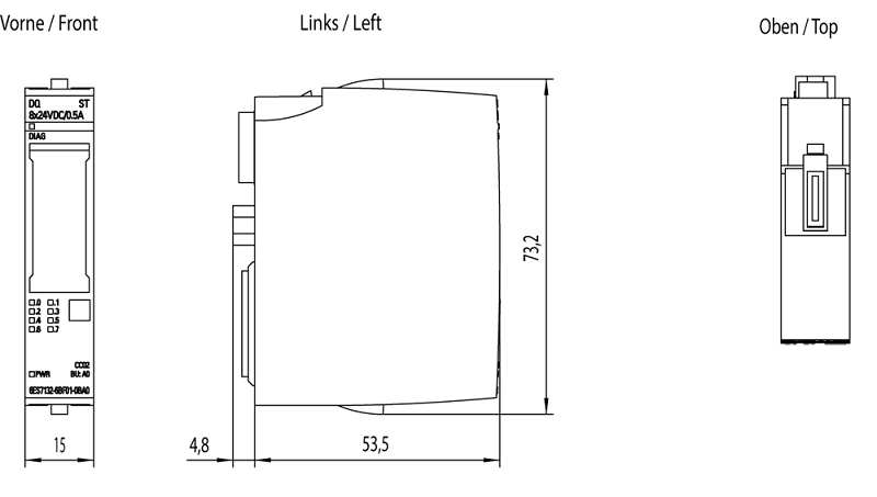 Mô-đun IO ET 200SP 8DO 24VDC 0.5A 6ES7132-6BF01-0BA0 - header - dimension