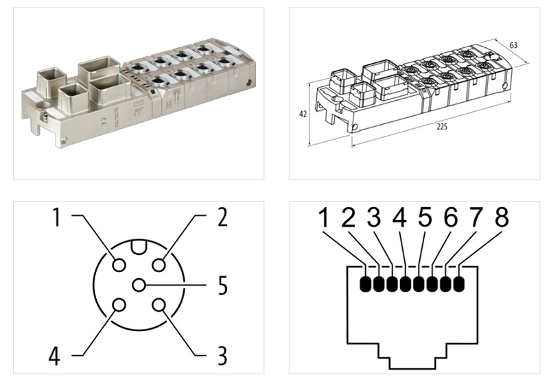 Mô-đun I/O Profinet MVK+ MPNIO DI8 DO8 IRT 55529 - DETAIL