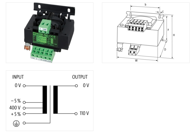Biến áp điều khiển 1 pha 500VA IN:400VAC±5% OUT:110VAC 866139 - DETAIL