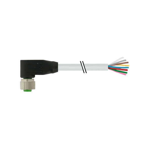 Cáp PUR dài 5m có đầu nối M12 female 90° A-code 8 cực 7000-17061-2920500 - HEADER