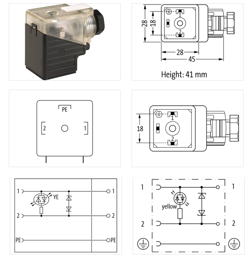 Đầu nối van điện từ form A 24V có LED 7000-29001-0000000 - DETAIL