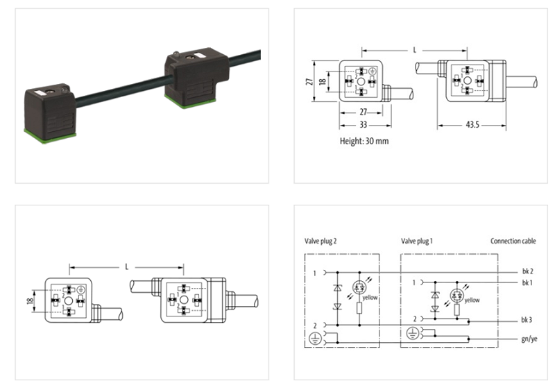 Đầu nối van đôi form A có 3m cáp PUR 7000-58041-6370300 - DETAIL