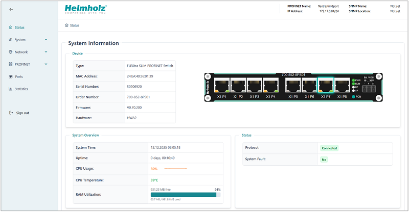 PROFINET Switch managed kiểu nhỏ gọn - Web web interface