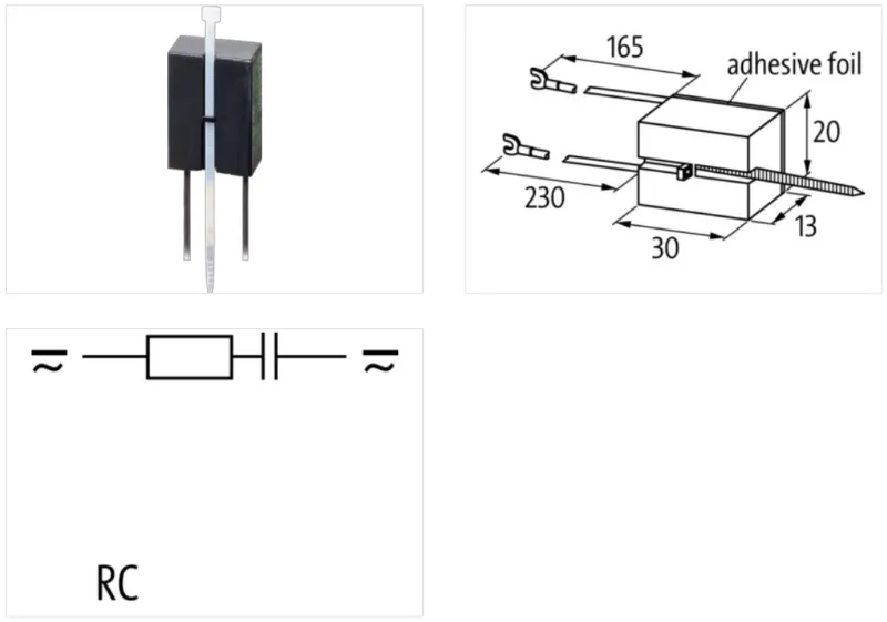 Bộ dập xung hồ quang kiểu RC cho contactor 230VAC 20002 - body