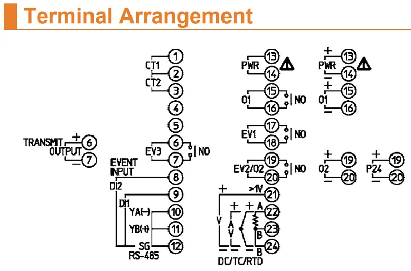 Bộ điệu khiển nhiệt theo chương trình PCB1 - terminal block