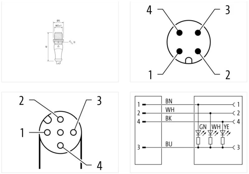 Cáp 1m 2 đầu nối M12 - detail 2