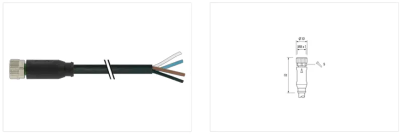 Cáp 5m có đầu nối M8 female 0° A-code 4 chân - detail1