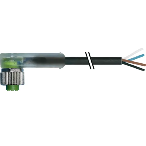 Cáp PUR dài 10m có đầu nối M12 female 90° A-code with LED - header