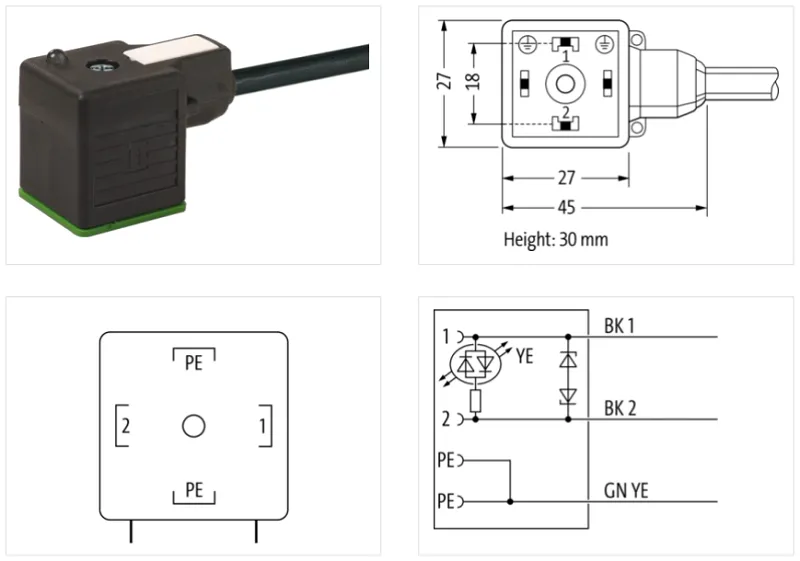Cáp PUR dài 20m có đầu nối van form A - detail