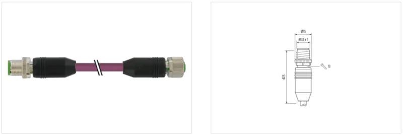 Cáp nối M12 MaleFemale 0° B-coded Shielded 15m - body 1