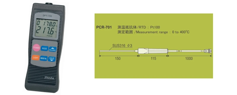 Đầu dò nhiệt độ Pt100 400 độ C máy đo cầm tay PCR-701 - body