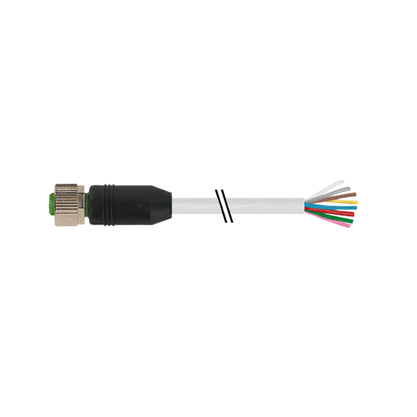 Đầu nối M12 female 0° A-code 8 cực có cáp dài 15m