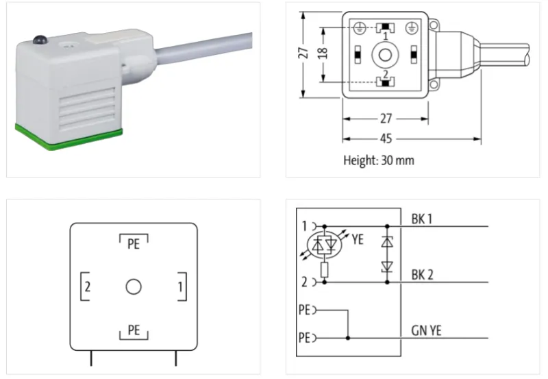 Đầu nối van F&B form A có cáp dài 10m 7014-18021-2161000 - detail