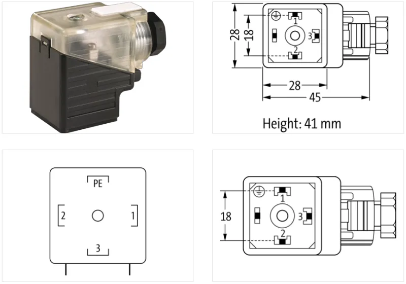 Đầu nối van điện từ form A 24...230V - detail1