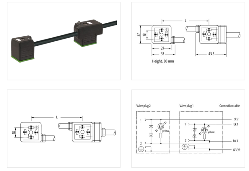 Đầu nối van đôi form A có 3m cáp PUR 7000-58041-6270300 - DETAIL