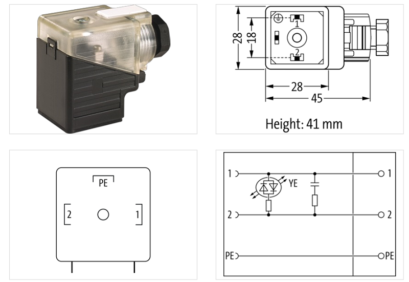 Đầu nối van form A 110V/230V LED+RC 7000-29121-0000000 - DETAIL
