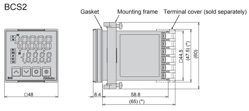Đồng hồ nhiệt độ 48x48mm ngõ ra SSR BCS2 - dimension