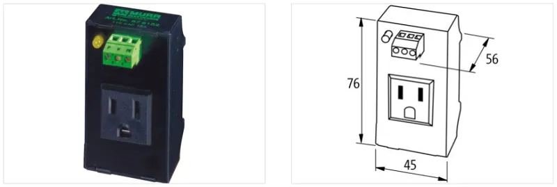 Ổ cắm lắp DIN-rail chuẩn NEMA có LED - detail