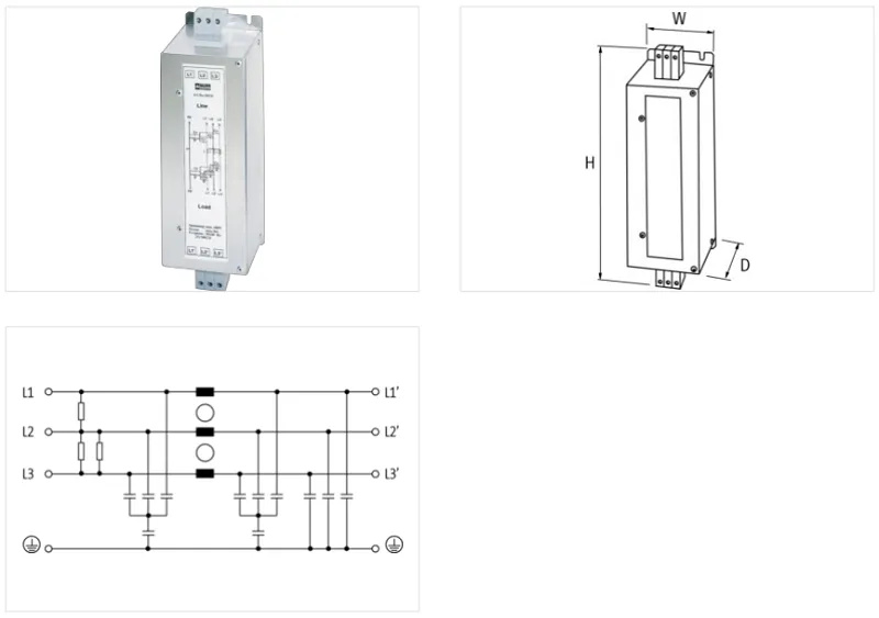 Bộ lọc nhiễu điện từ 3 pha 600 VAC 25A - detail