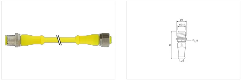 Cáp PUR 7m màu vàng 2 đầu nối M12 - detail 1