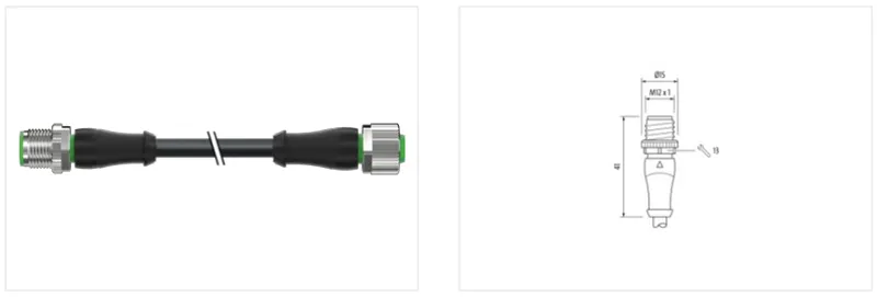 Cáp PUR dài 0.3m có 2 đầu nối M12 - detail1