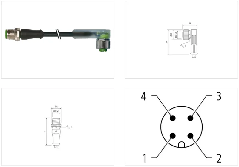 Cáp PUR dài 1.5m có 2 đầu nối M12 - detail1