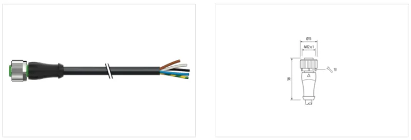 Cáp PUR dài 20m có đầu nối M12 female - detail1