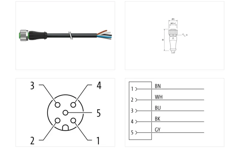 Cáp PUR dài 30m có đầu nối M12 - detail1