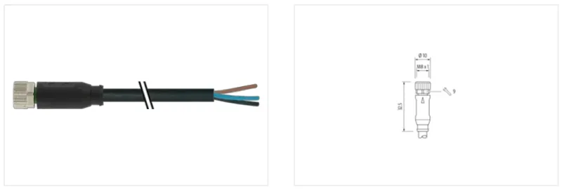 Cáp PVC dài 15m có đầu nối M8 female - detail1