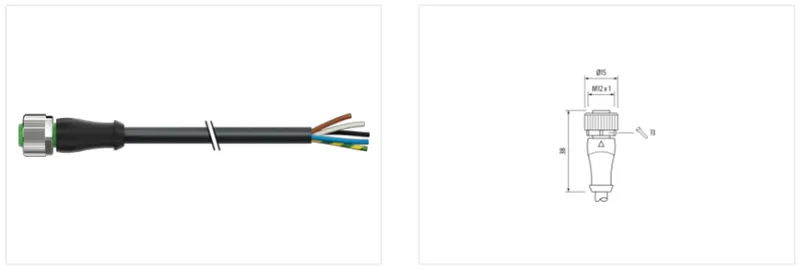Cáp PVC dài 20m có đầu nối M12 female - detail1