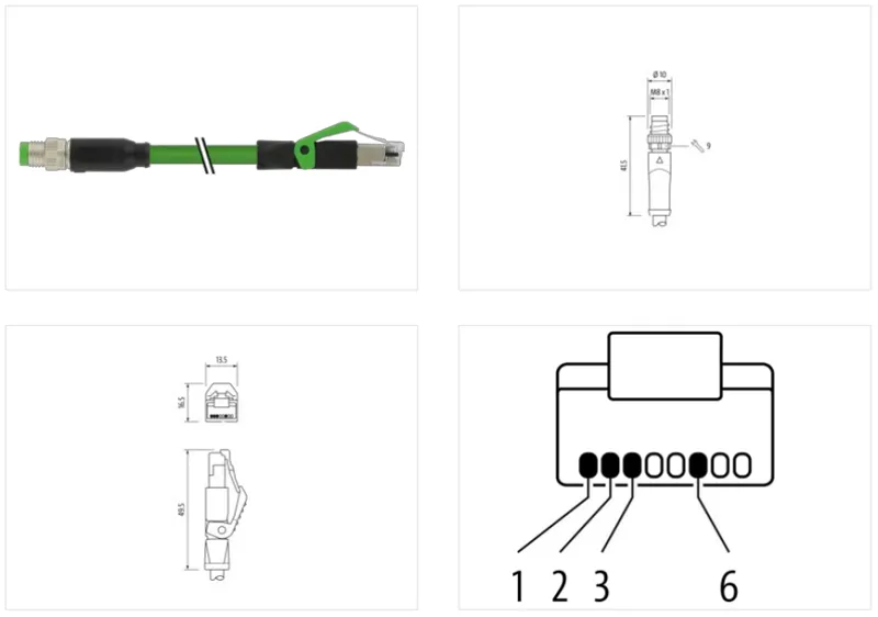 Cáp dài 1m bọc chống nhiễu có 2 đầu nối M8-RJ45 - detail1