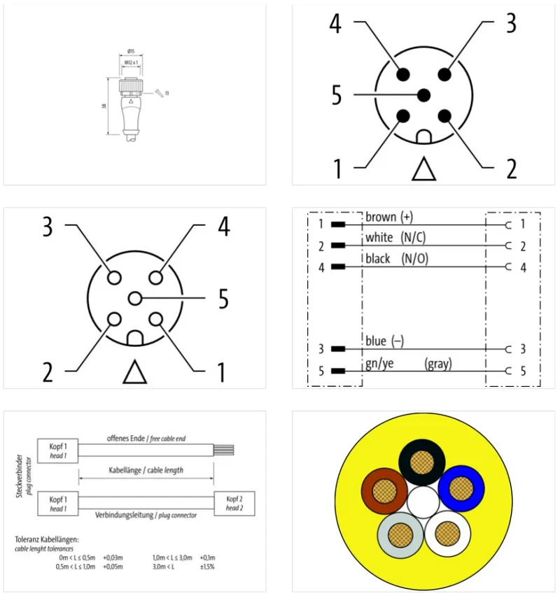 Cáp màu vàng dài 2m có 2 đầu nối M12 - detail2