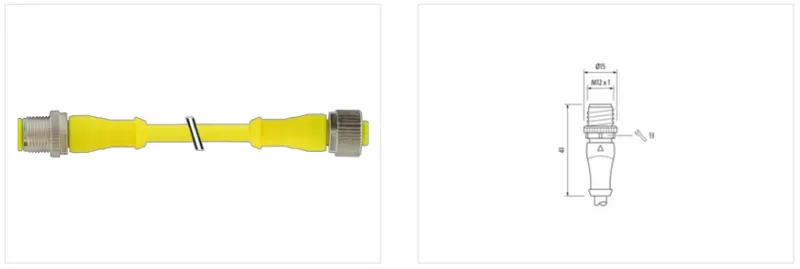 Cáp màu vàng dài 2m có 2 đầu nối M12 - detail1