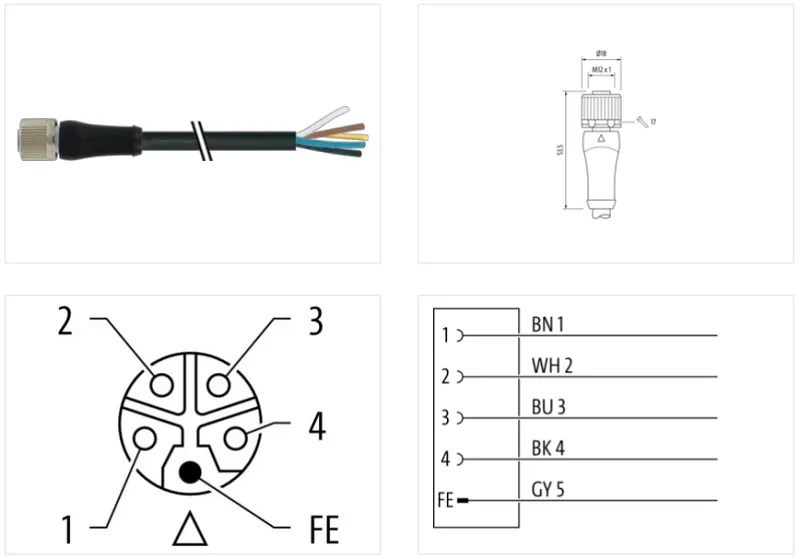 Cáp nguồn 10m có đầu nối M12 Power - detail1