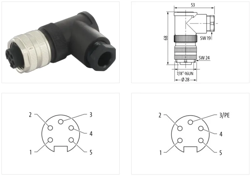 Đầu nối 7per8'' female 90° 5 cực 7000-78271-0000000 - detail