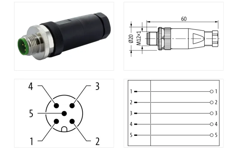 Đầu nối M12 male 0° A-code 5 chân 7000-12762-0000000 - detail