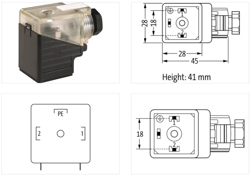 Đầu nối van điện từ form A-18mm FIELD-WIREABLE - detail1