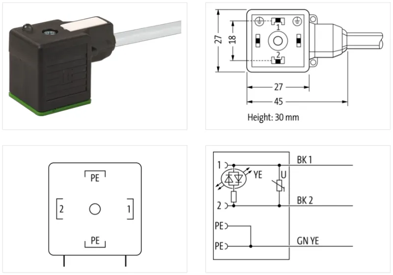 Đầu nối van điện từ form A-18mm có 5m cáp - detail1
