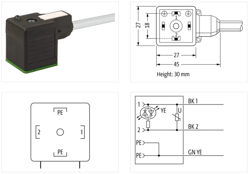 Đầu nối van form A-18mm có 5m cáp - detail 1