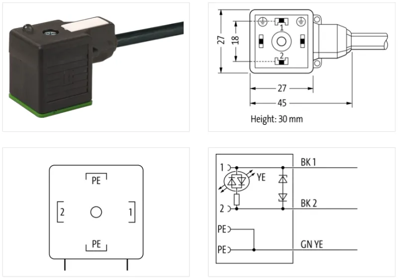 Đầu nối van form A có 3m cáp - detail1