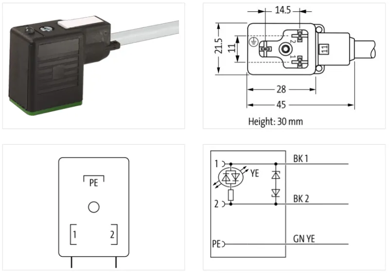 Đầu nối van form BI có 5m cáp - detail1