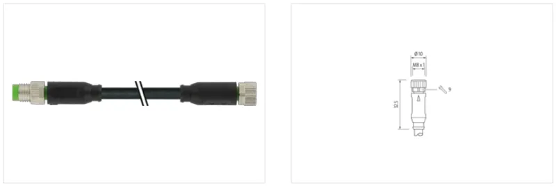 Cáp PUR dài 0.6m có 2 đầu nối M8 - detail1