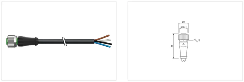 Cáp PUR dài 20m có đầu nối M12 - detail1