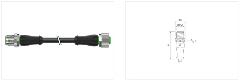 Cáp bọc PUR dài 10m có 2 đầu nối M12 - detail1