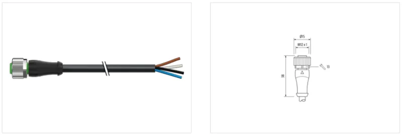 Cáp bọc PVC dài 5m có đầu nối M12 - detail1