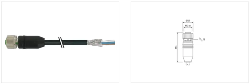 Cáp shield dài 10m có đầu nối M12 female - detail1