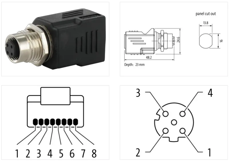 Đầu chuyển đổi M12 female 4 cực & RJ45 - detail1