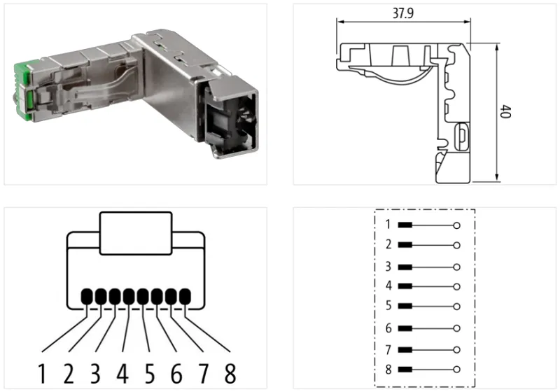 Đầu nối cáp mạng RJ45 Heavy Duty male - detail