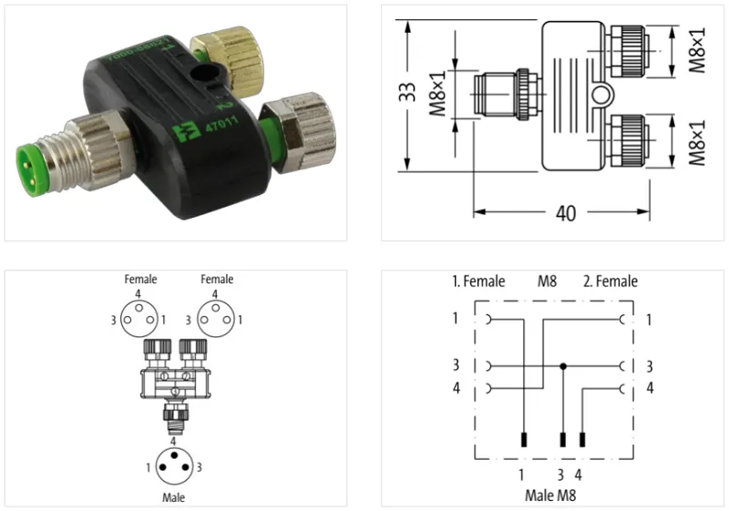 Đầu nối chia hình T M8 7000-88621-0000000 - detail
